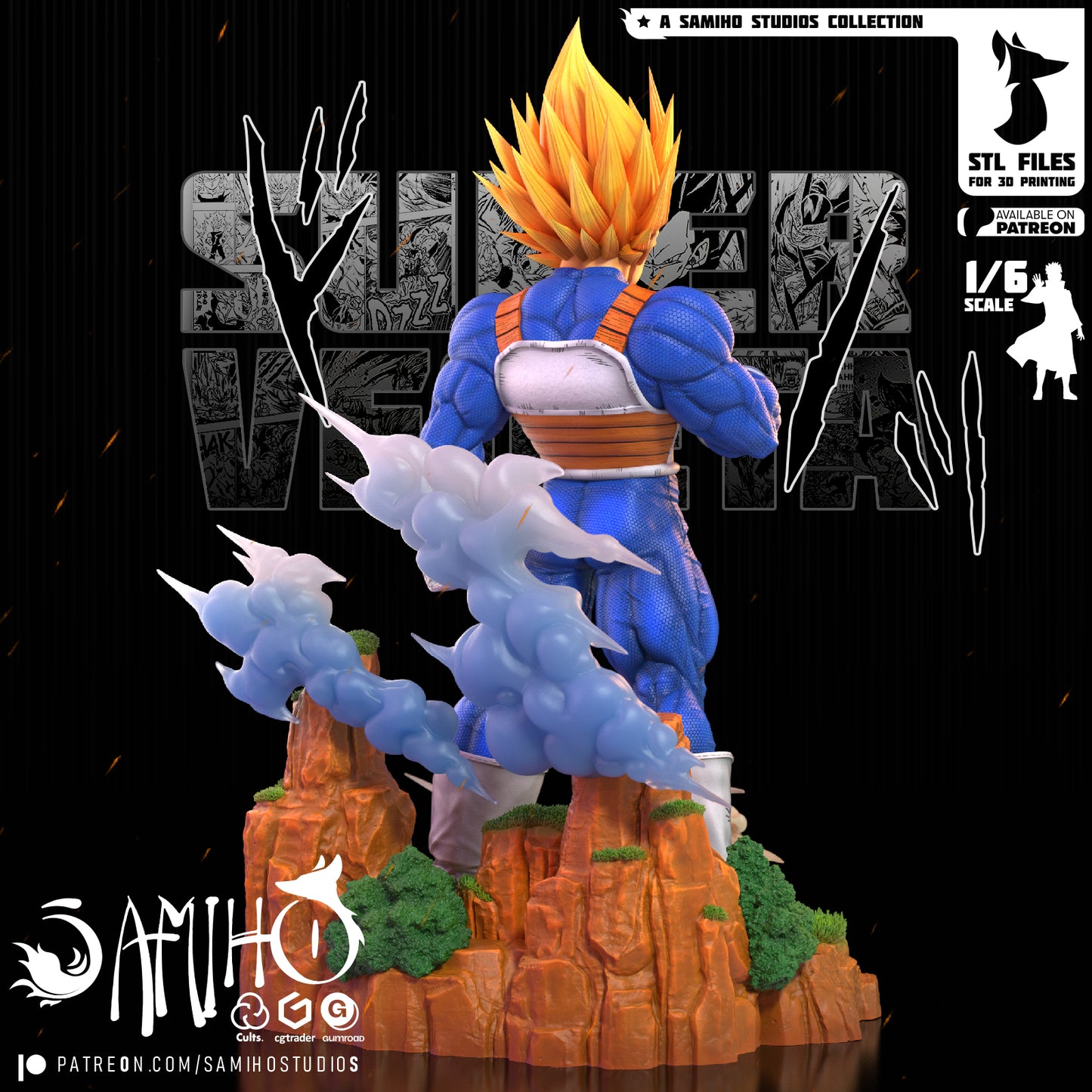 Super Vegeta - Unassembled and Unpainted Garage Kit - Model Designed by Samiho Stuidios