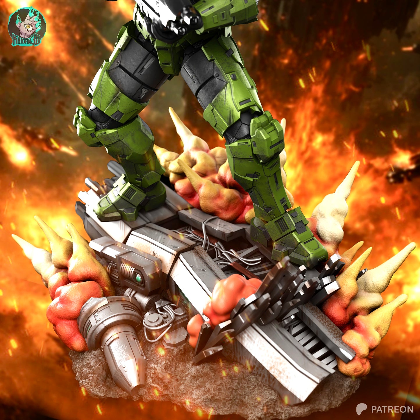 Master Chief - Unassembled and Unpainted Garage Kit - Model Designed by Kaidan3D
