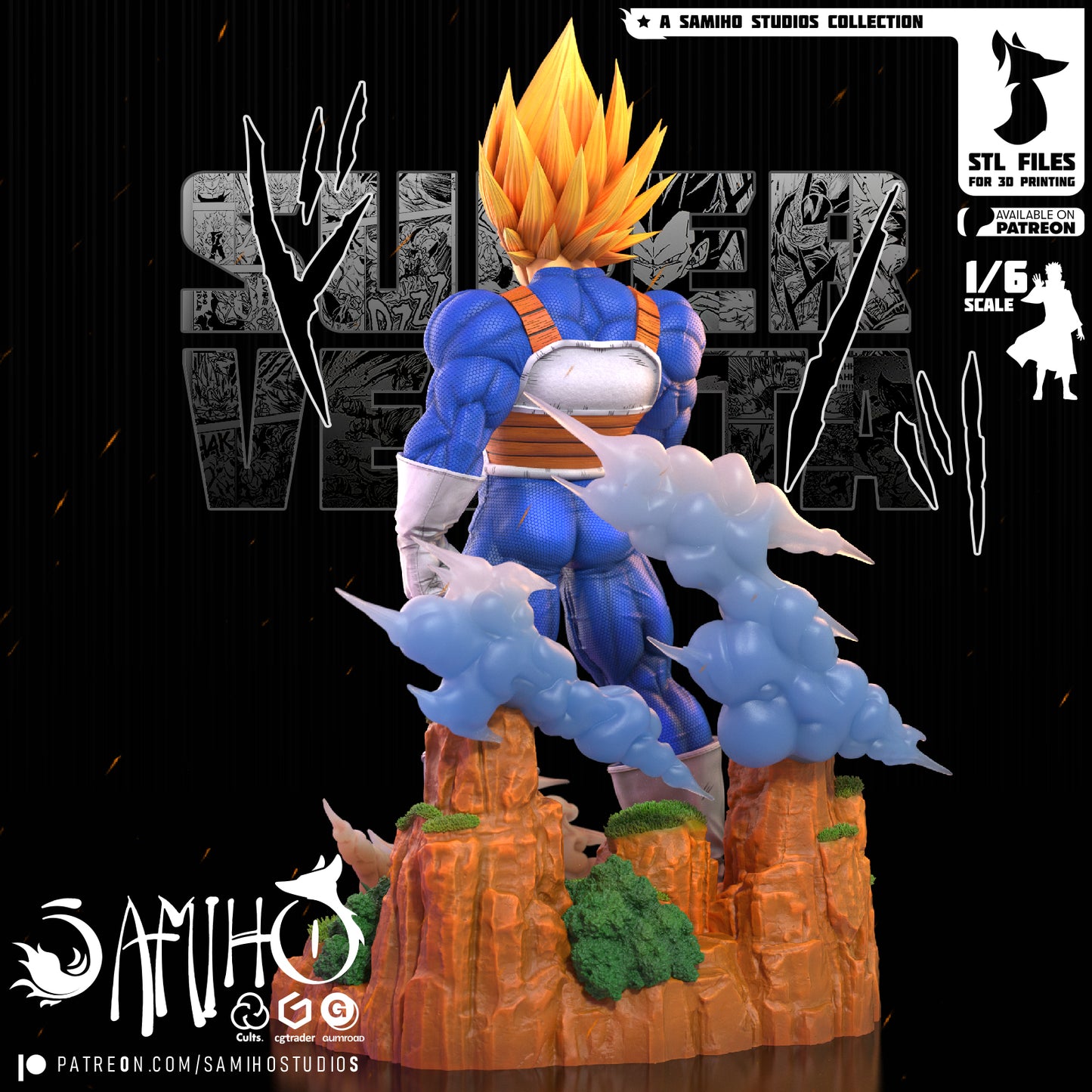Super Vegeta - Unassembled and Unpainted Garage Kit - Model Designed by Samiho Stuidios