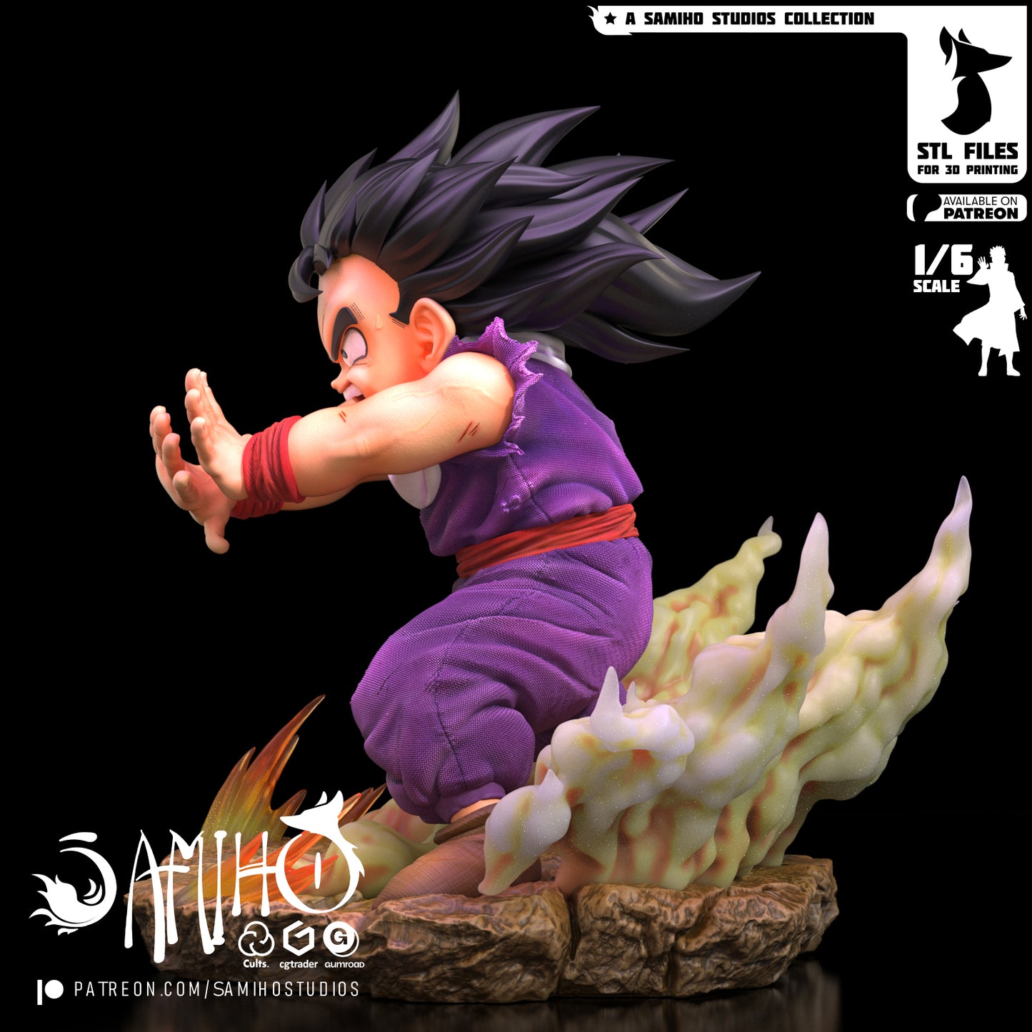 Kid Gohan (Masenko Included) - Unassembled and Unpainted Garage Kit - Model Designed by Samiho Studios