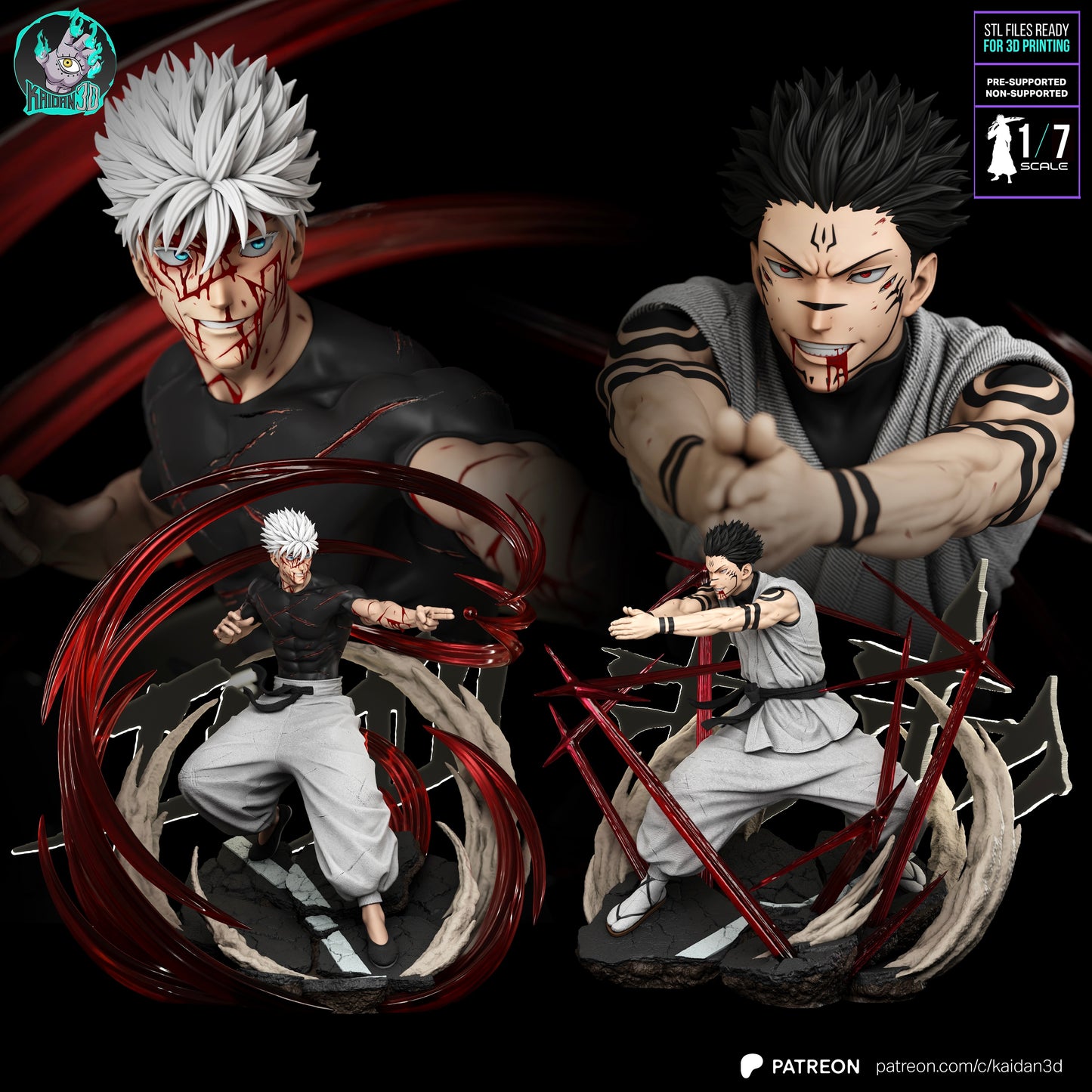 Gojo vs Sukuna - Unassembled and Unpainted Garage Kit - Model Designed by Kaidan3D