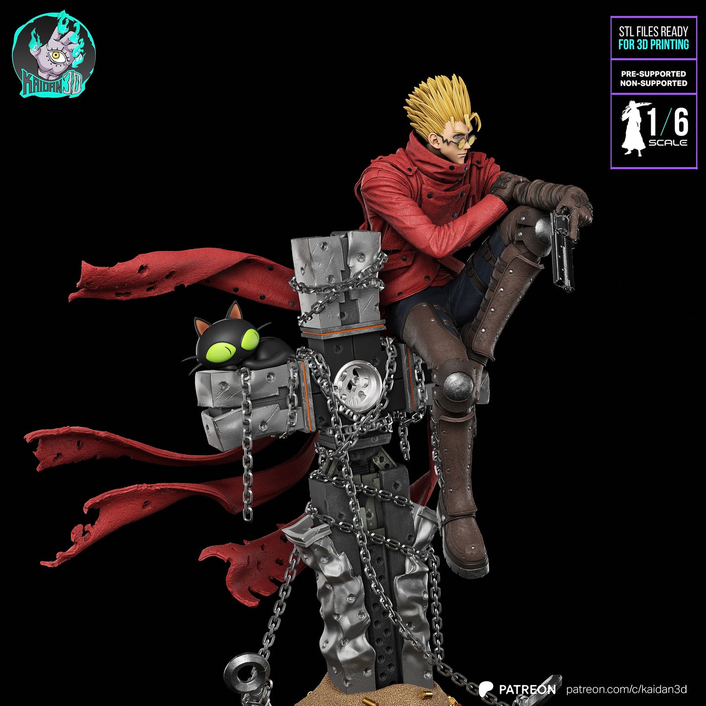 Vash (Head Variant Included) - Unassembled and Unpainted Garage Kit - Model Designed by Kaidan 3D