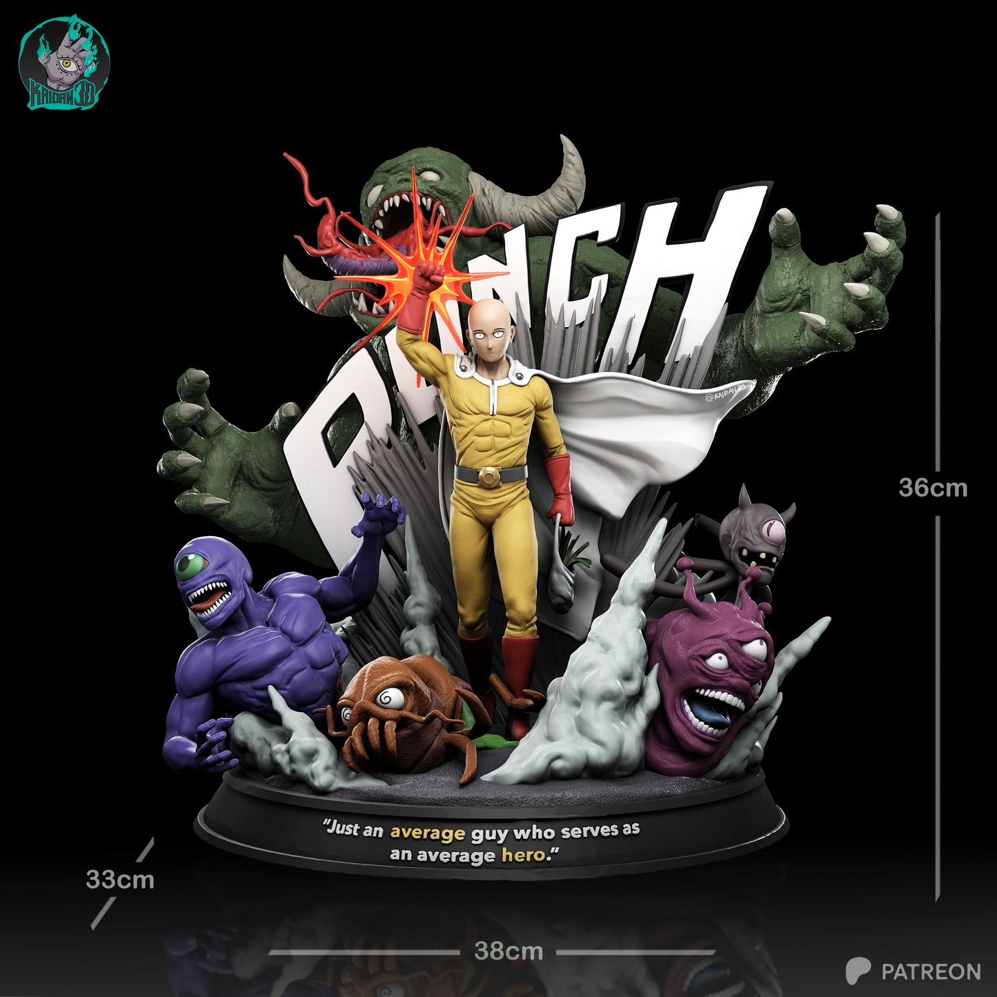 Saitama (FACE VARIANT INCLUDED) - Unassmbled and Unpainted Garage Kit - Model Designed by Kaidan3D