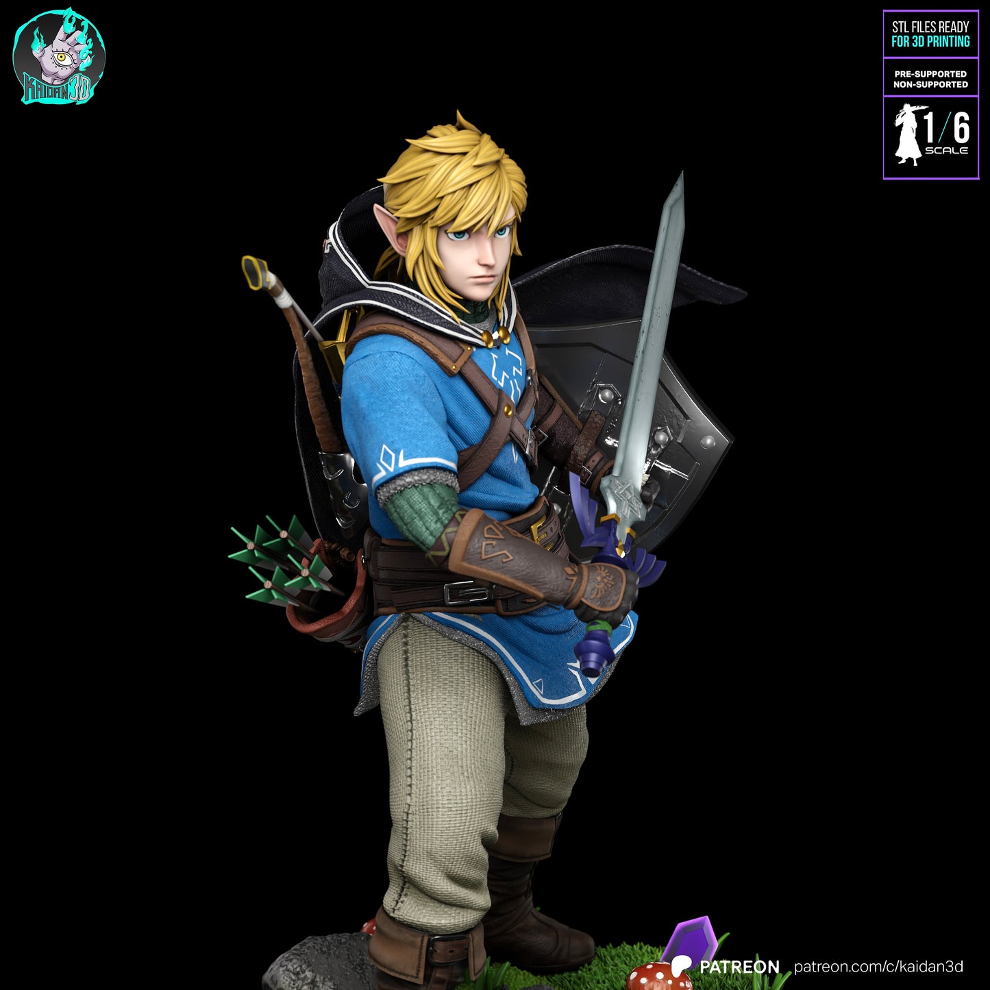 Link (BOTW) - Unassembled and Unpainted Garage Kit - Model Designed by Kaidan3D