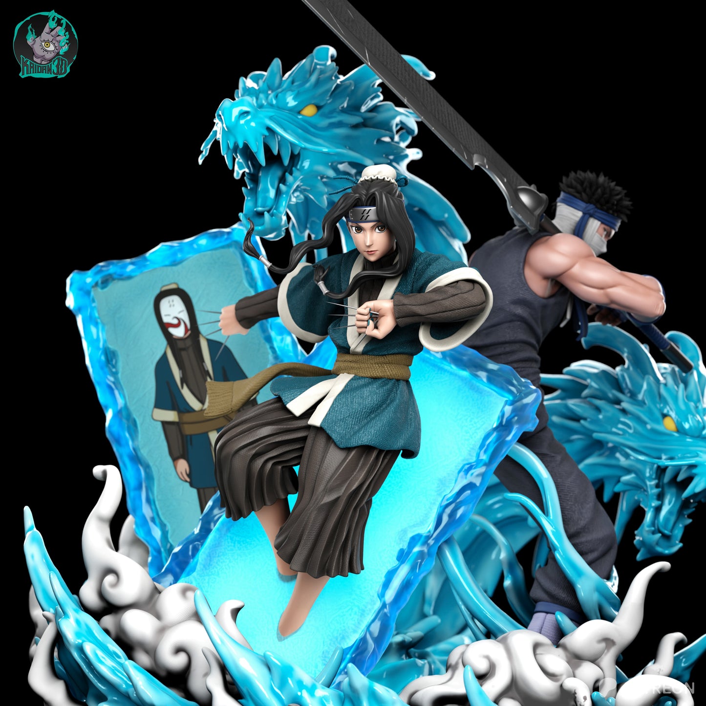 Haku x Zabuza - (HAKU FACE VARIANT INCLUDED) - Unassembled and Unpainted Garage Kit - Model Designed by Kaidan 3D