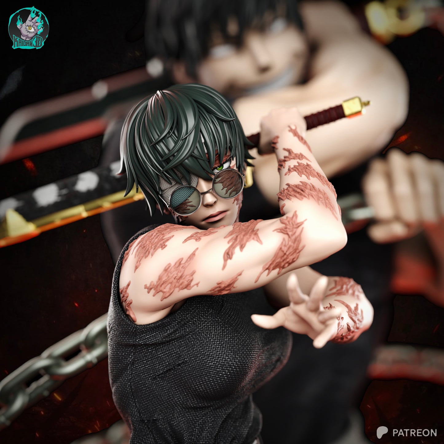 Maki x Toji Zenin (FACE VARIANTS INCLUDED) - Unassembled and Unpainted Garage Kit - Model Deisgned by Kaidan3D