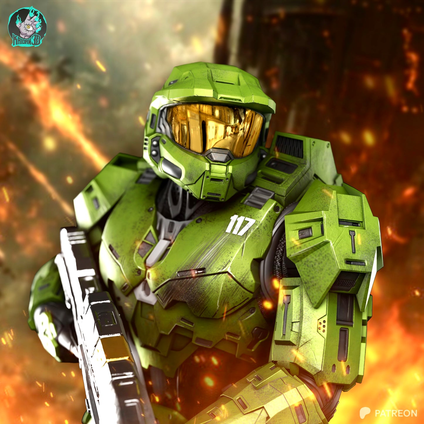 Master Chief - Unassembled and Unpainted Garage Kit - Model Designed by Kaidan3D