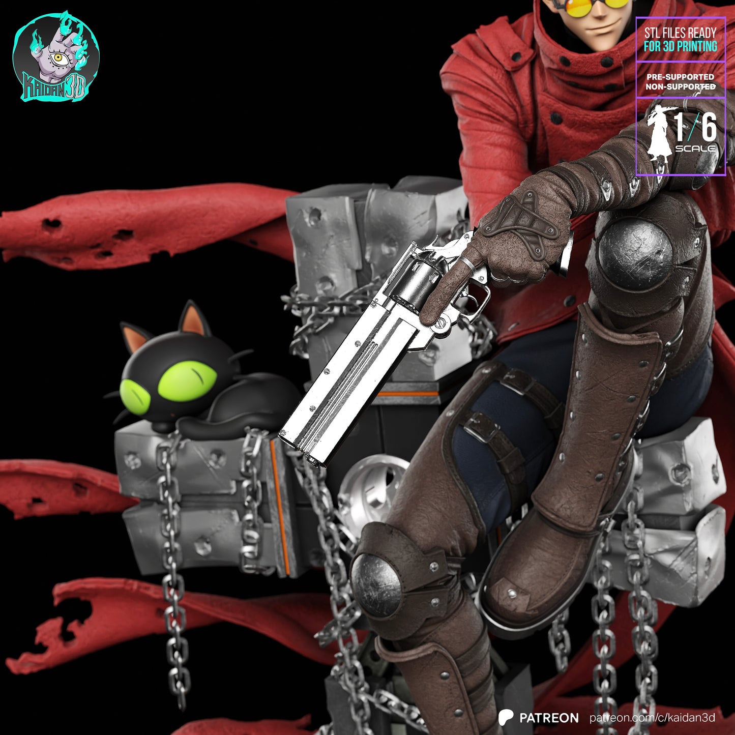 Vash (Head Variant Included) - Unassembled and Unpainted Garage Kit - Model Designed by Kaidan 3D