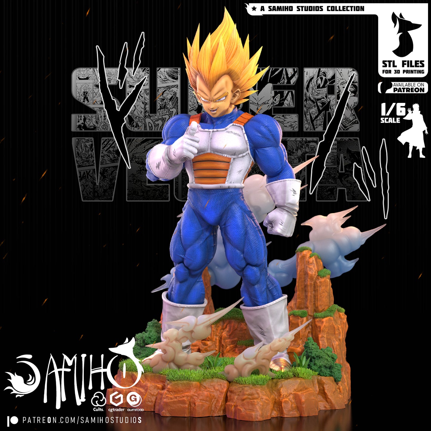 Super Vegeta - Unassembled and Unpainted Garage Kit - Model Designed by Samiho Stuidios