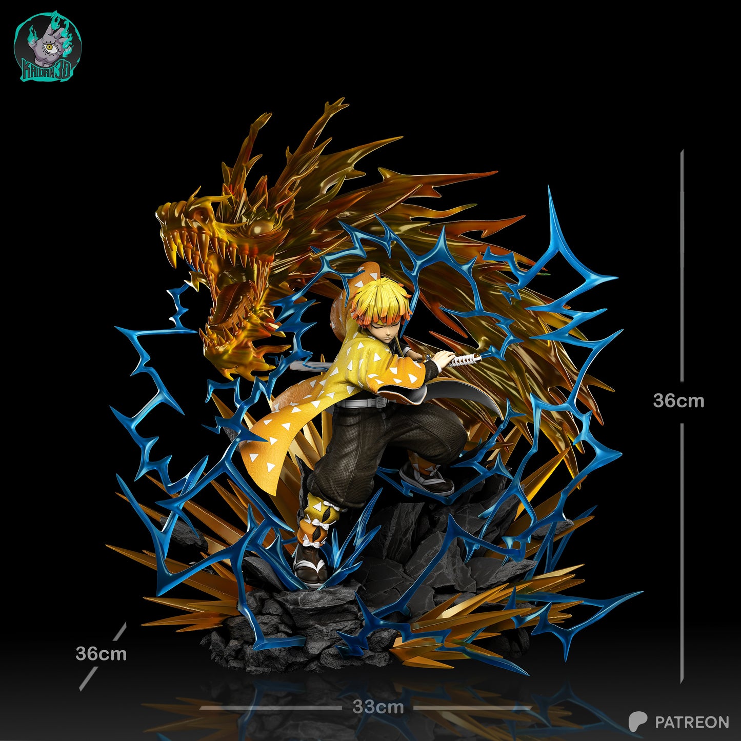 Zenitsu (Flaming Thunder God) - Unassembled and Unpainted Garage Kit - Model Designed by Kaidan3D