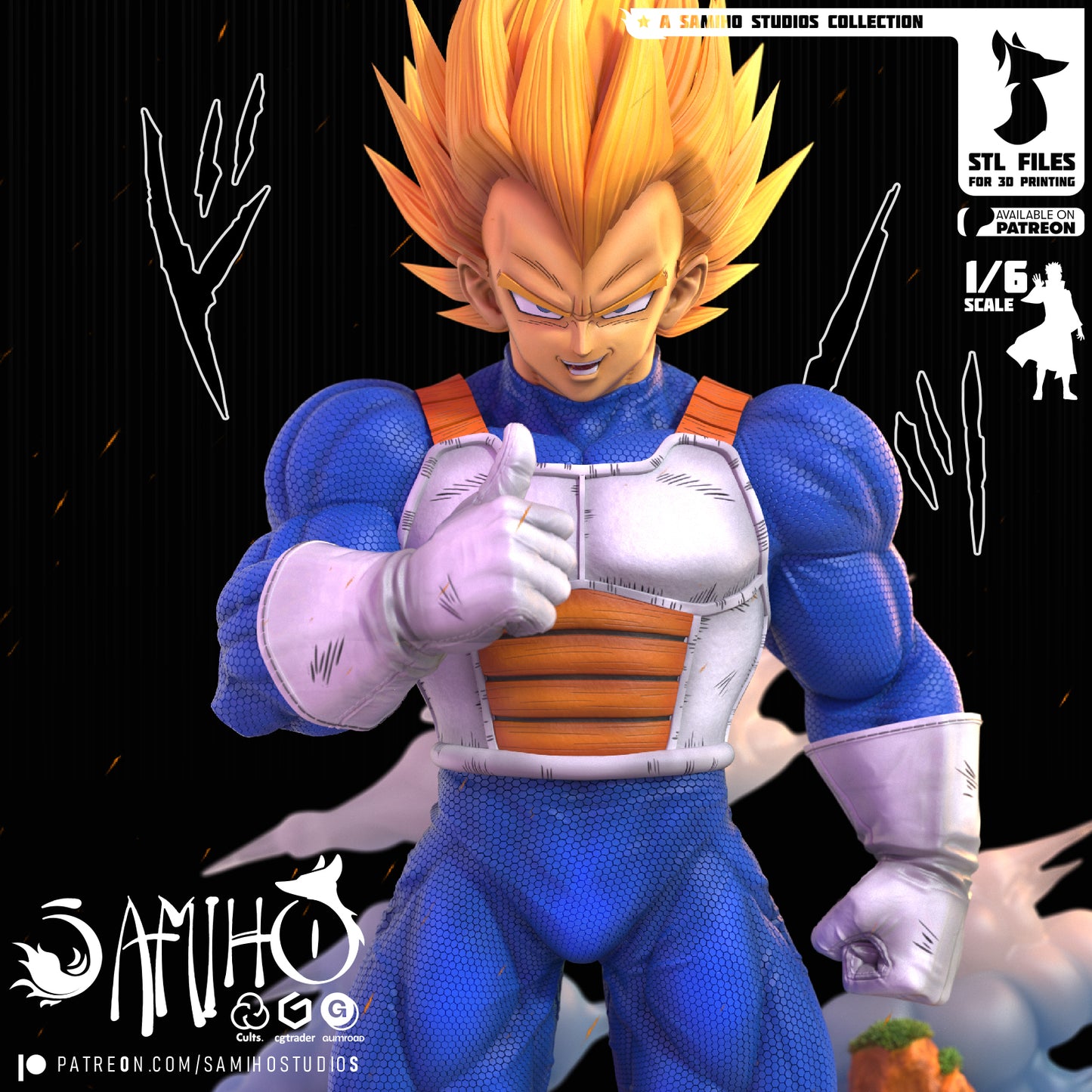 Super Vegeta - Unassembled and Unpainted Garage Kit - Model Designed by Samiho Stuidios