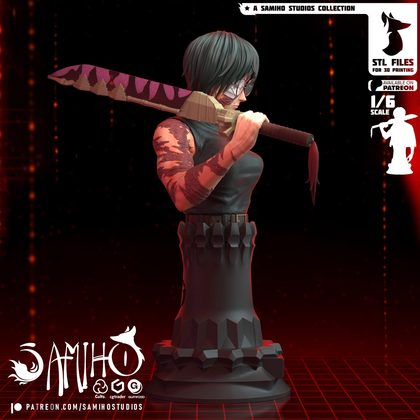 Maki Bust - Unassembled and Unpainted Garage Kit - Model Designed by Samiho Studios