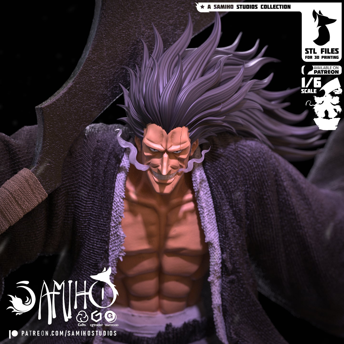 Kenpachi - Unassembled and Unpainted Garage Kit - Model Designed by Samiho Studios