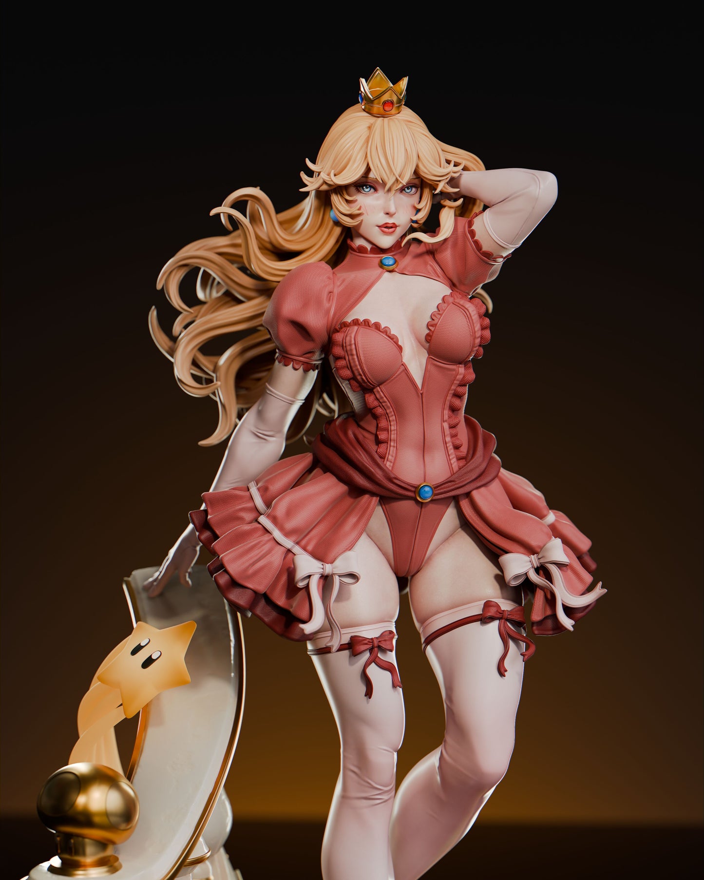 Princess Peach (SKIRT VARAINT INCLUDED)- Unassembled and Unpainted Garage Kit - Model Designed by Abe3D/Davi