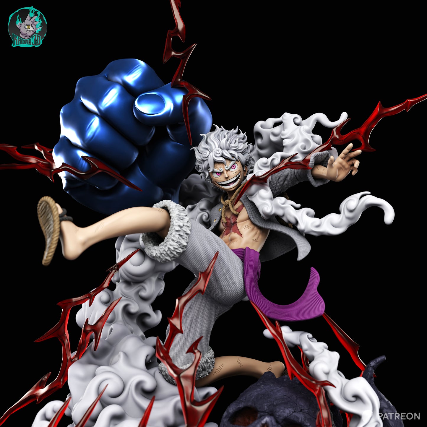 Luffy Gear 5 - Unassembled and Unpainted Garage Kit - Model Designed by Kaidan 3D