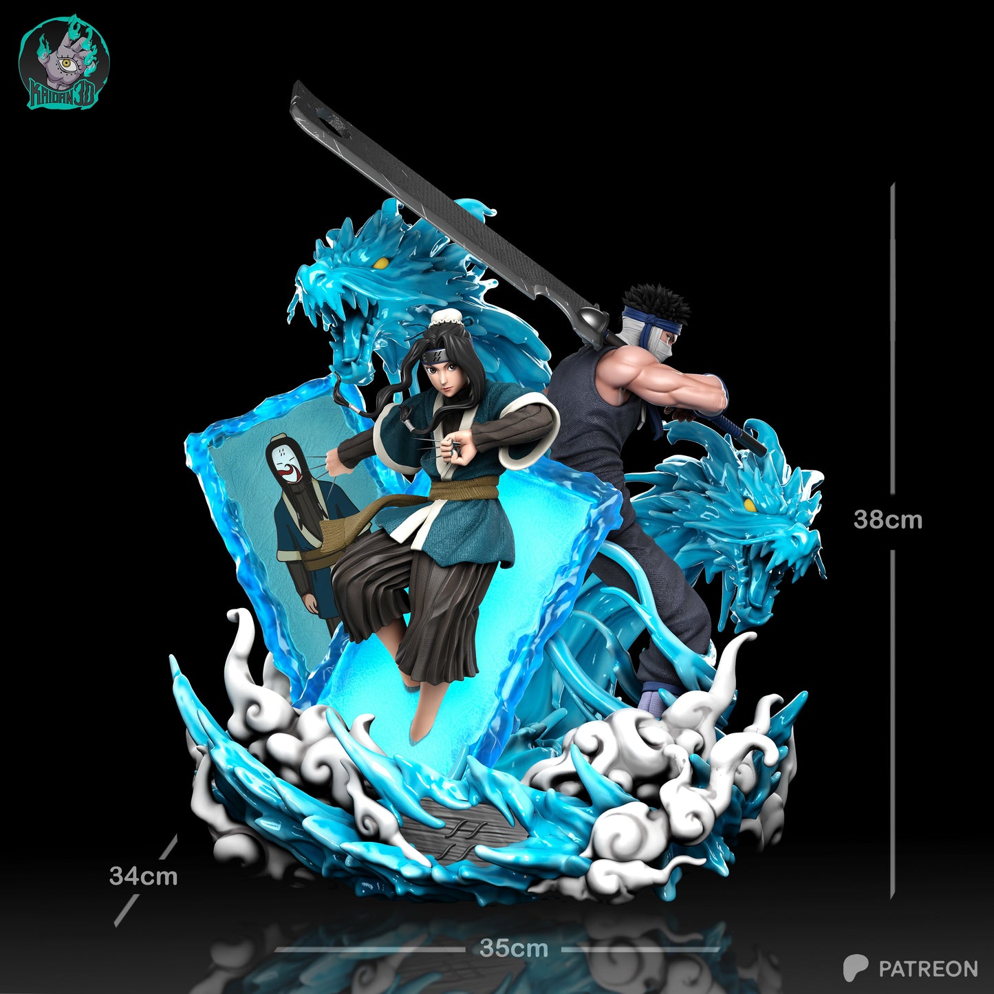 Haku x Zabuza - (HAKU FACE VARIANT INCLUDED) - Unassembled and Unpainted Garage Kit - Model Designed by Kaidan 3D
