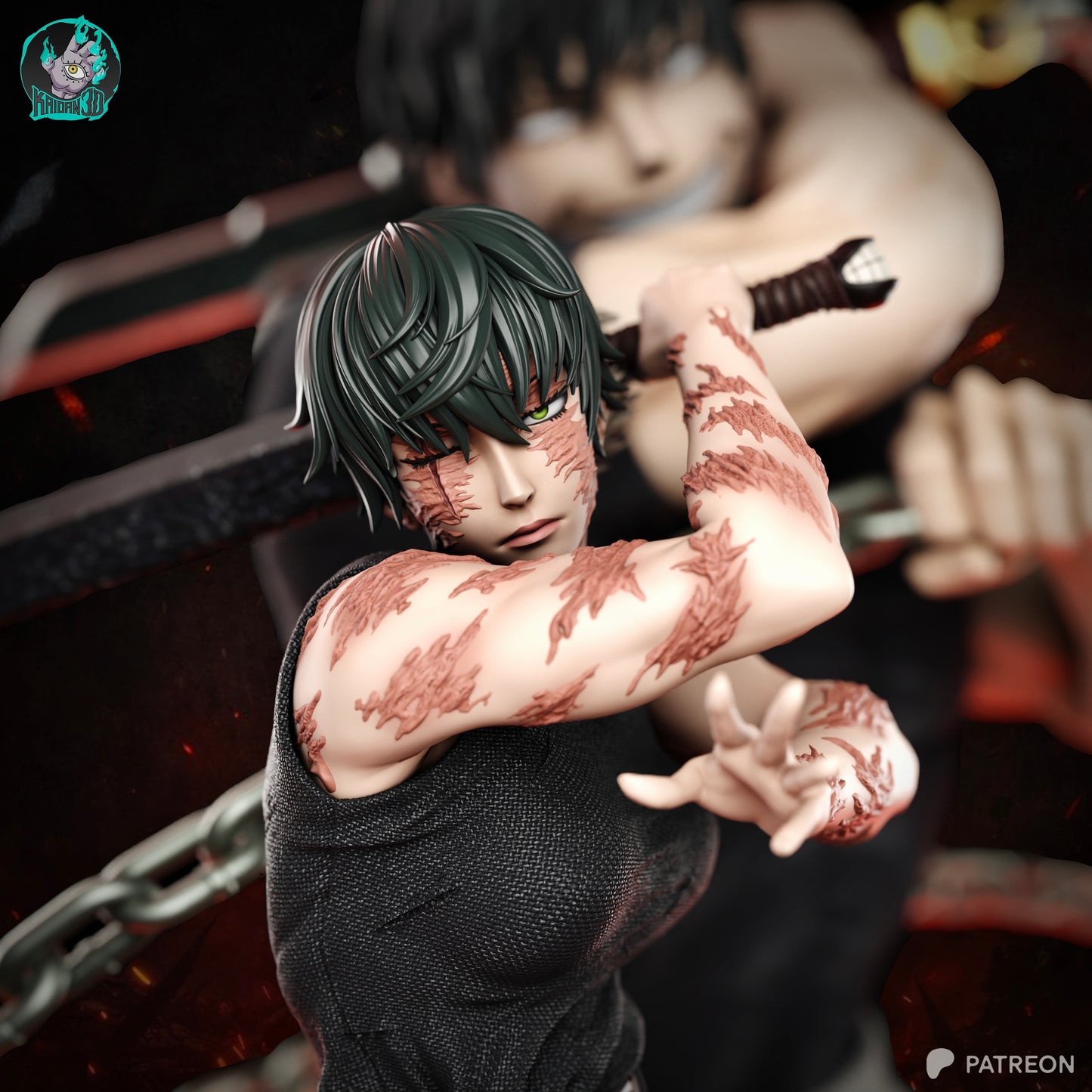Maki x Toji Zenin (FACE VARIANTS INCLUDED) - Unassembled and Unpainted Garage Kit - Model Deisgned by Kaidan3D