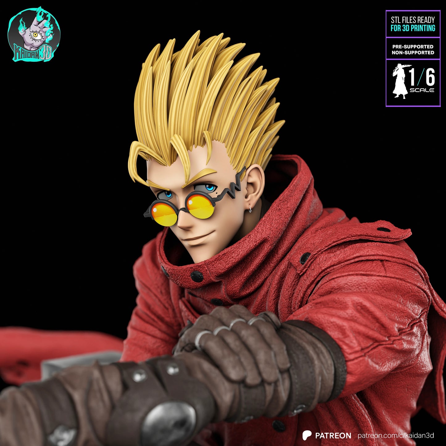 Vash (Head Variant Included) - Unassembled and Unpainted Garage Kit - Model Designed by Kaidan 3D