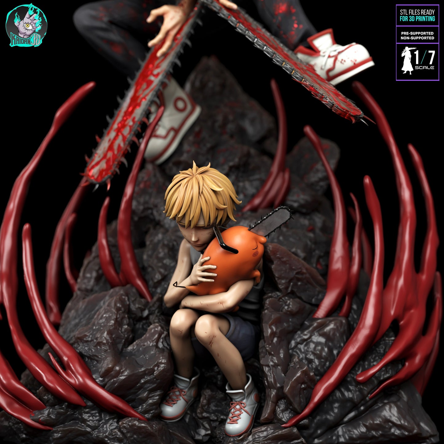 Chainsaw Man - Unassembled and Unpainted Garage Kit - Model Designed By Kaidan3D