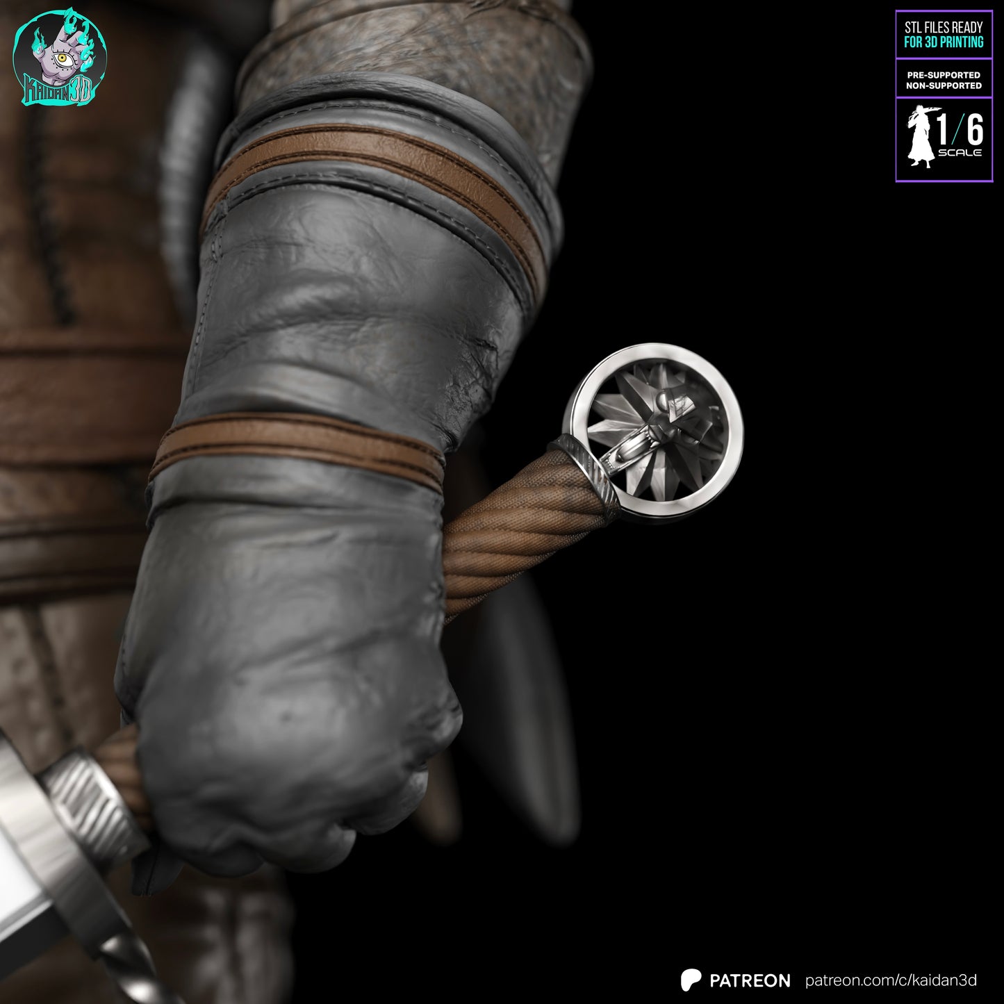 Geralt - Unassembled and Unpainted Garage Kit - Model Designed by Kaidan3D