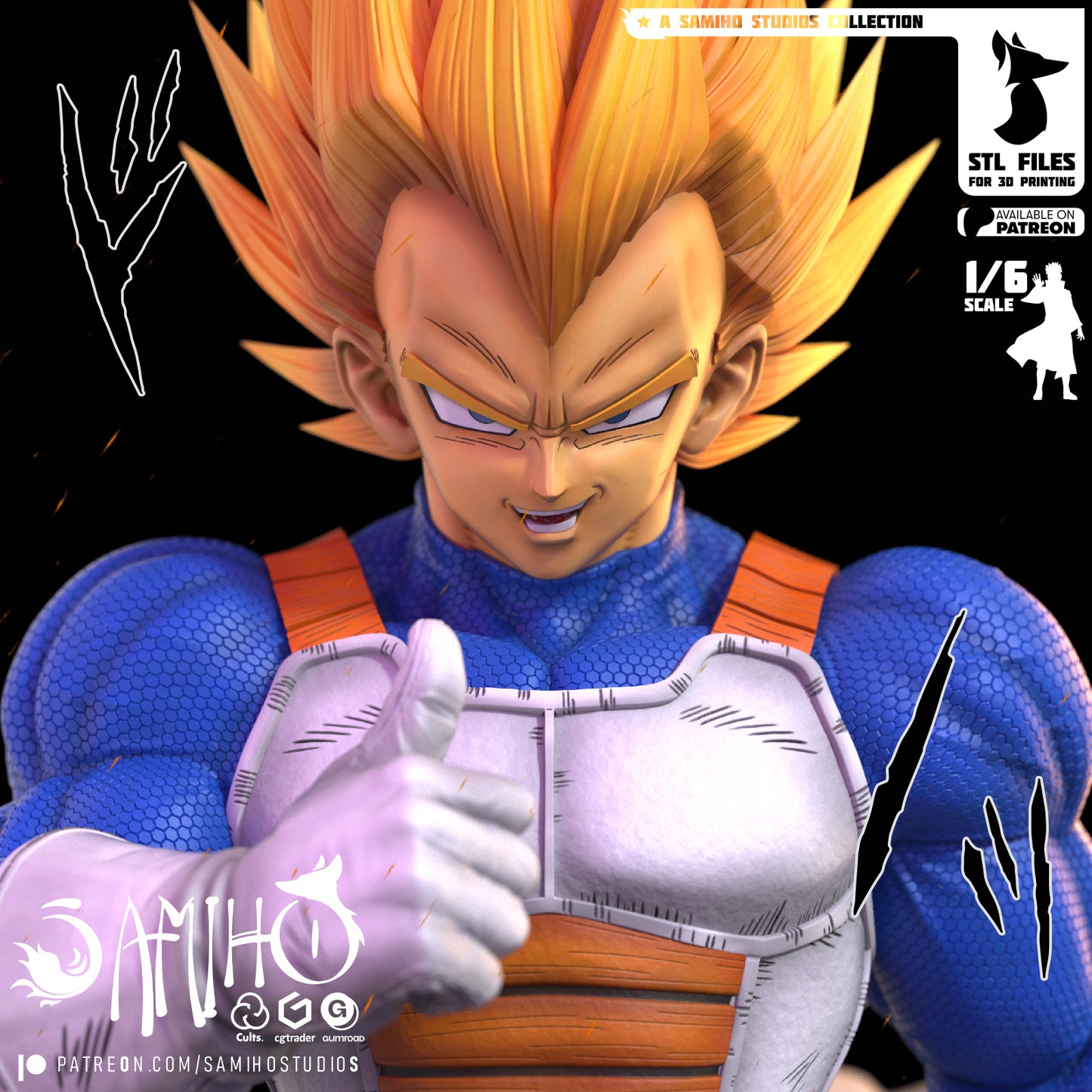 Super Vegeta - Unassembled and Unpainted Garage Kit - Model Designed by Samiho Stuidios