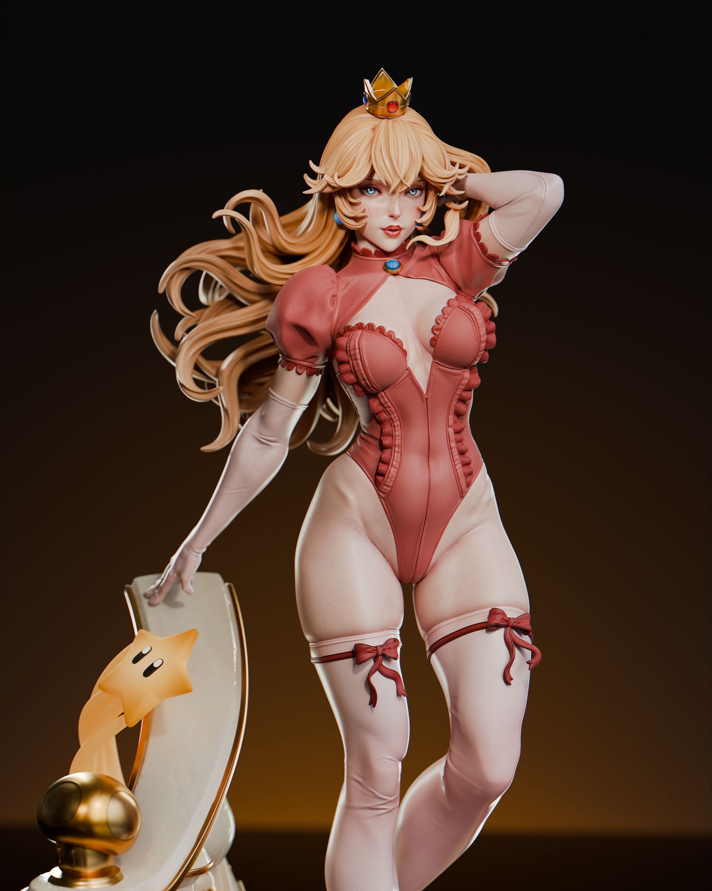 Princess Peach (SKIRT VARAINT INCLUDED)- Unassembled and Unpainted Garage Kit - Model Designed by Abe3D/Davi