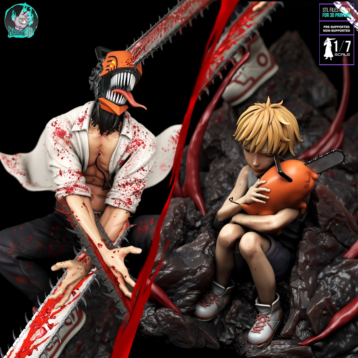 Chainsaw Man - Unassembled and Unpainted Garage Kit - Model Designed By Kaidan3D