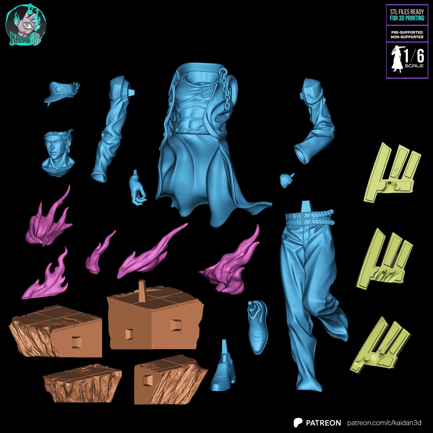Jotaro - Unassembled and Unpainted Garage Kit - Model Designed by Kaidan3D