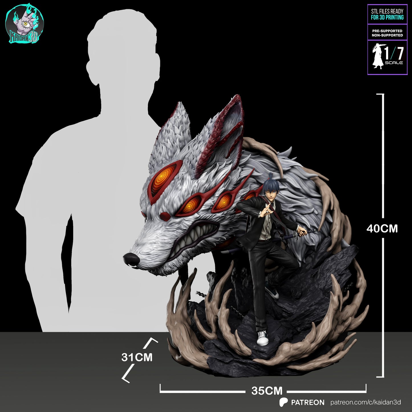 Aki x Fox Devil - Unassembled and Unpainted Garage Kit - Model Designed by Kaidan3D