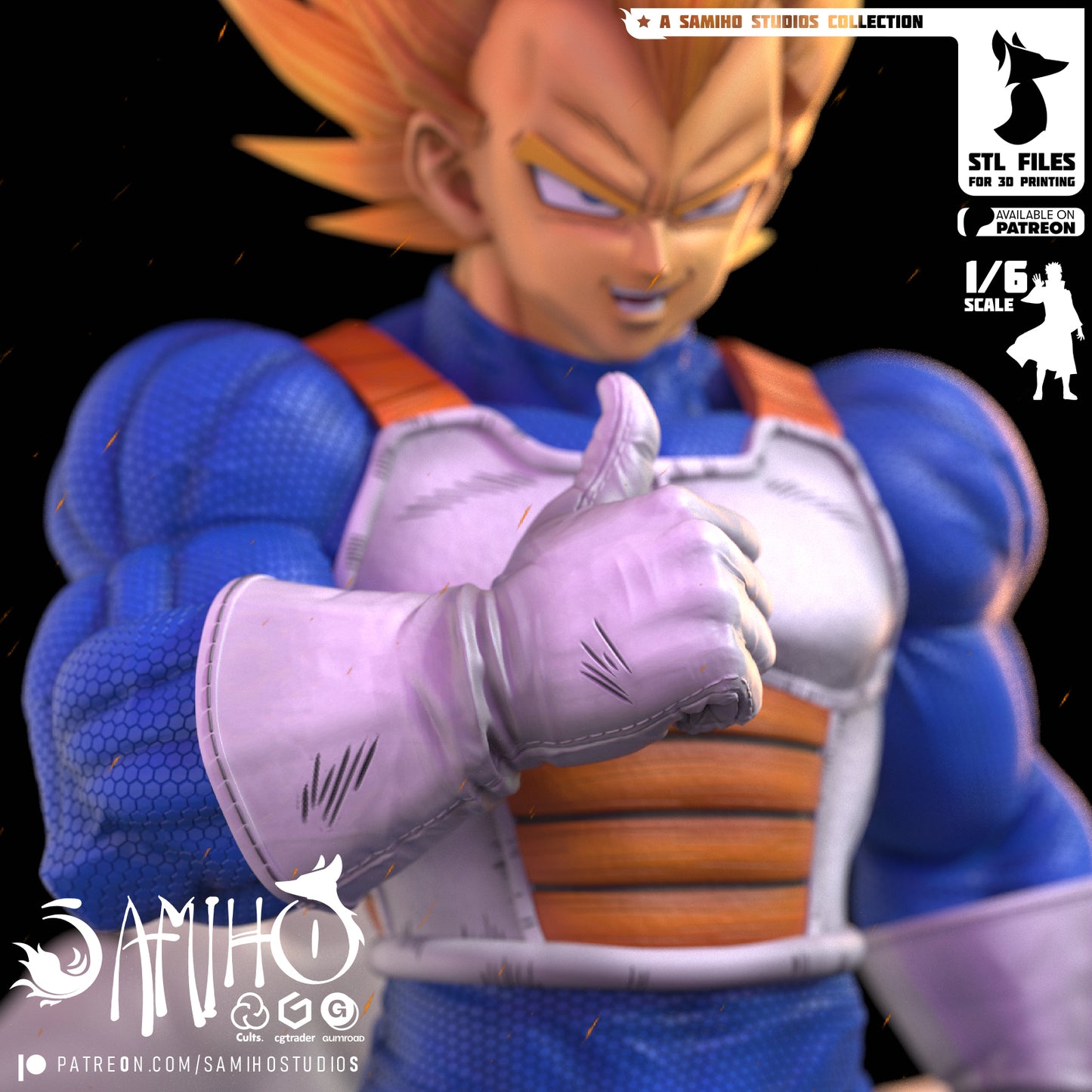 Super Vegeta - Unassembled and Unpainted Garage Kit - Model Designed by Samiho Stuidios