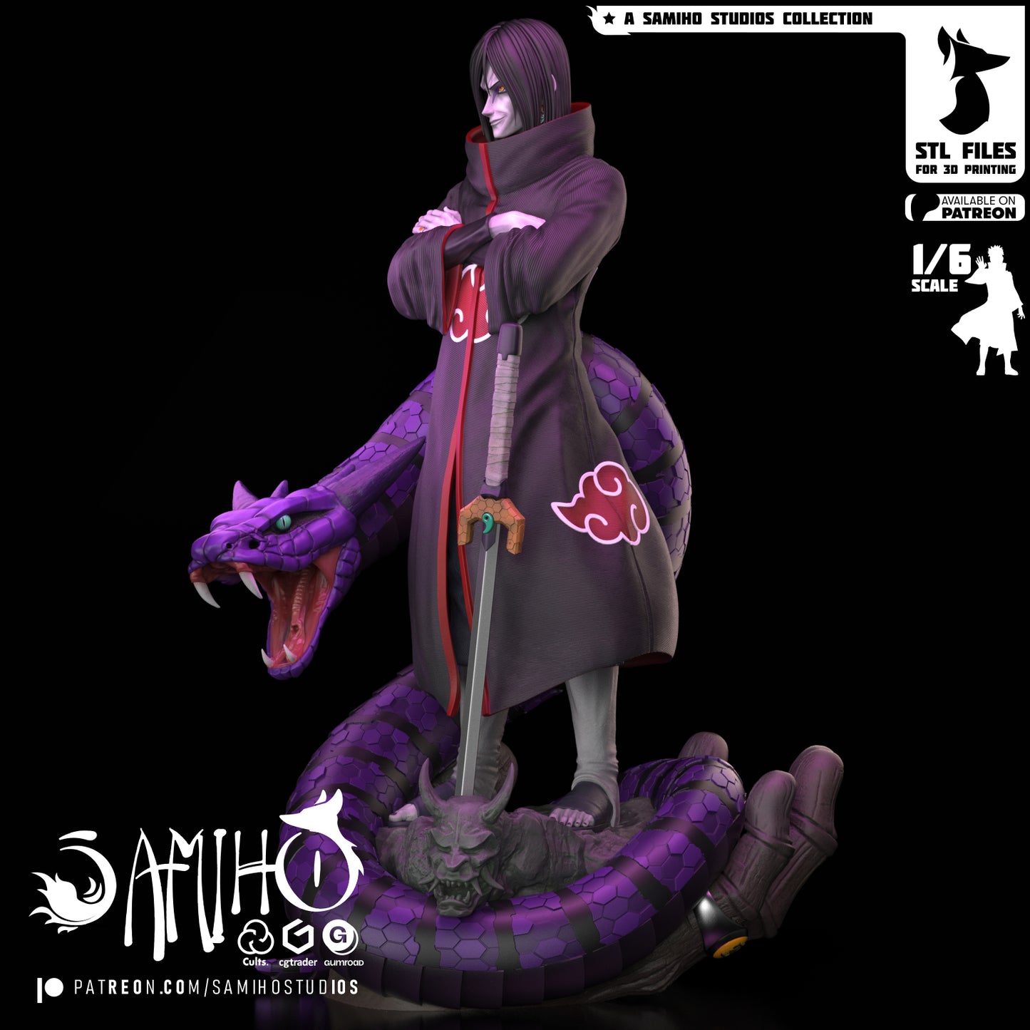 Orochimaru - Unassmebled and Unpainted Garage Kit - Model Designed by Samiho Studios
