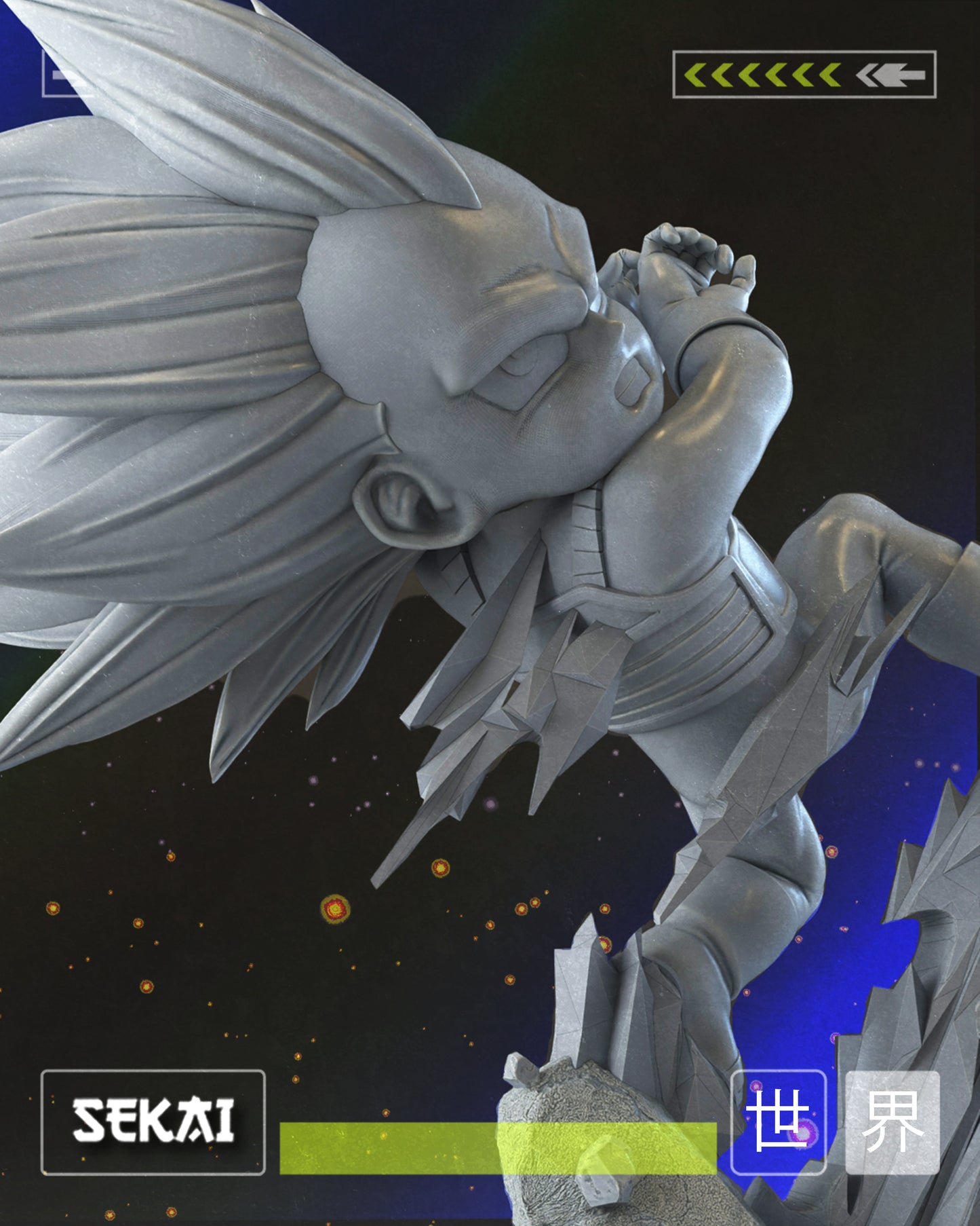 SSJ3 Vegeta (DB Daima) - Unassembled and Unpainted Garage Kit - Model Designed by Sekai3D