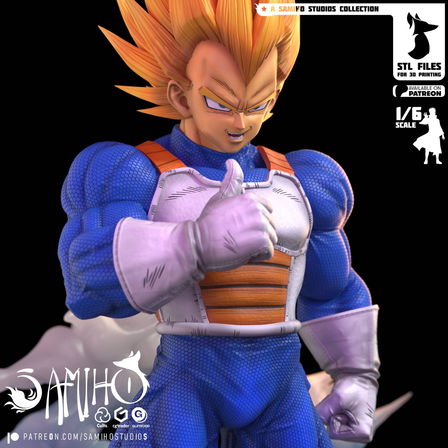 Super Vegeta - Unassembled and Unpainted Garage Kit - Model Designed by Samiho Stuidios
