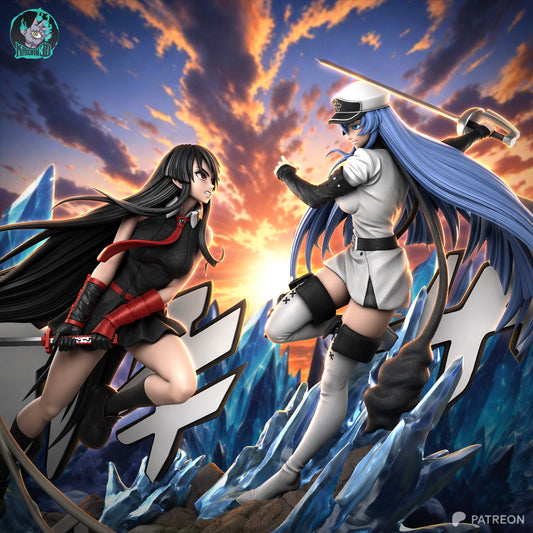 Akame x Asdeath - Unassembled and Unpainted Garage Kit - Model Designed by Kaidan3D