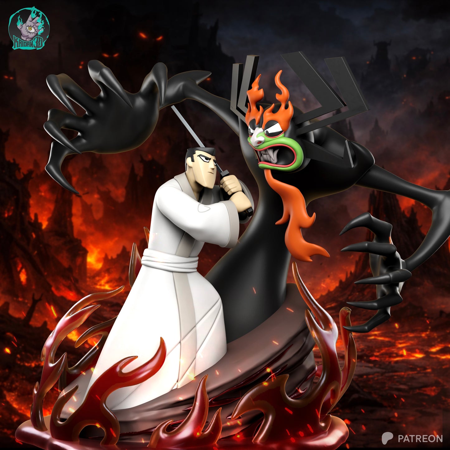 Jack x Aku - Unassembled and Unpainted Garage Kit - Model Designed by Kaidan3D