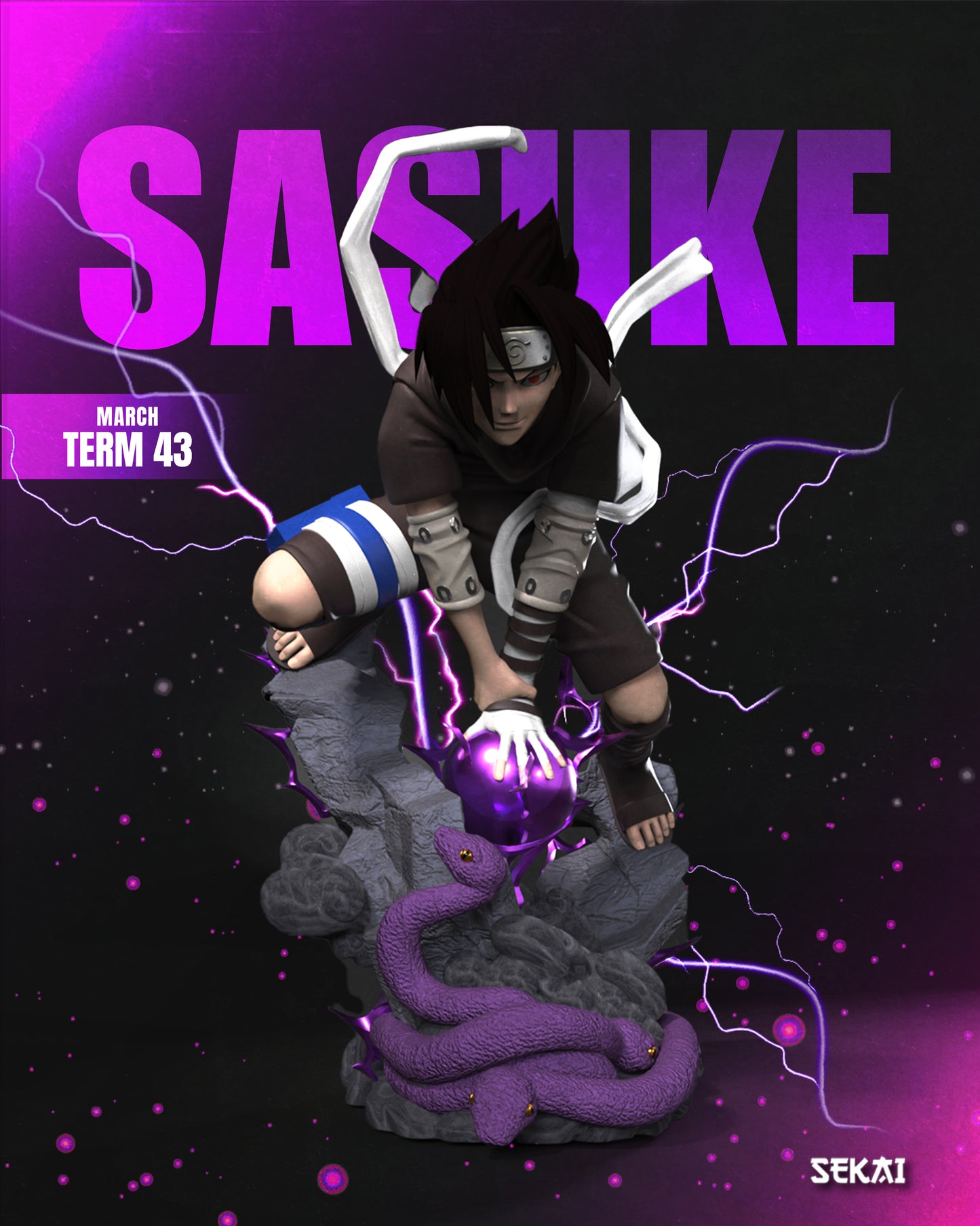 Sasuke (Chidori) - Unassembled and Unpainted Garage Kit - Model Designed by Sekai3D