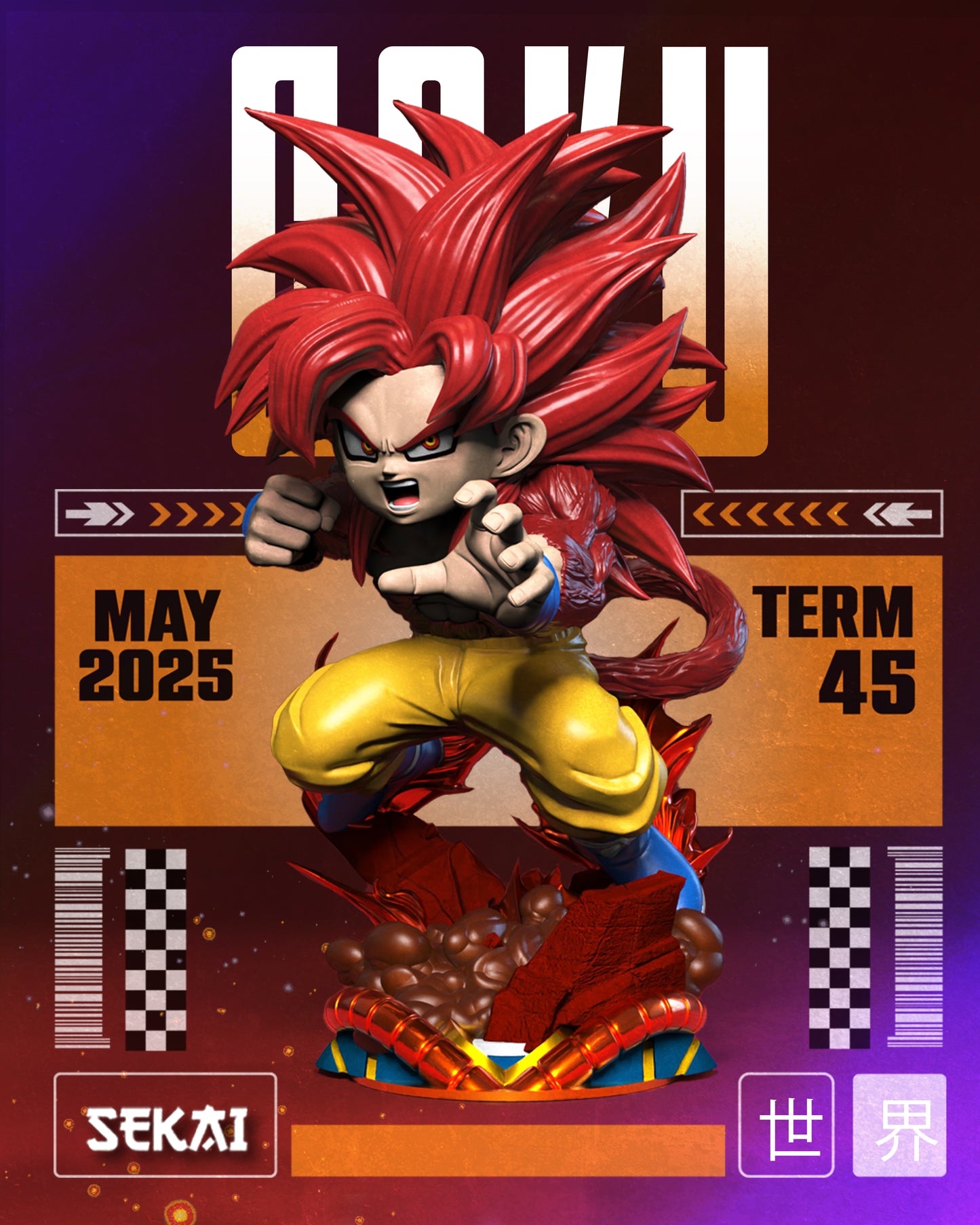 SSJ4 Goku (DB Daima) - Unassembled and Unpainted Garage Kit - Model Designed by Sekai3D