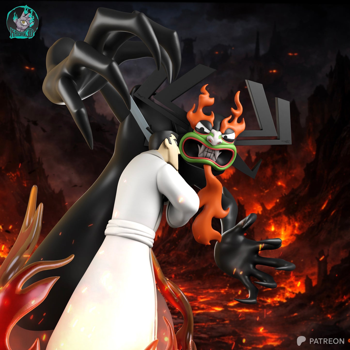 Jack x Aku - Unassembled and Unpainted Garage Kit - Model Designed by Kaidan3D