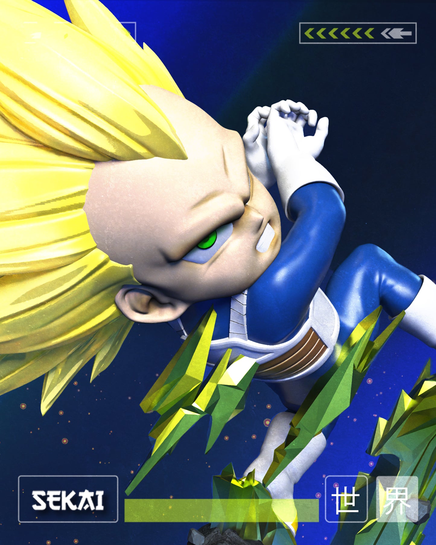 SSJ3 Vegeta (DB Daima) - Unassembled and Unpainted Garage Kit - Model Designed by Sekai3D