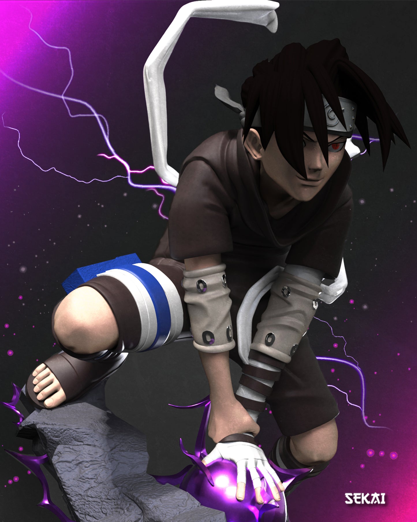 Sasuke (Chidori) - Unassembled and Unpainted Garage Kit - Model Designed by Sekai3D