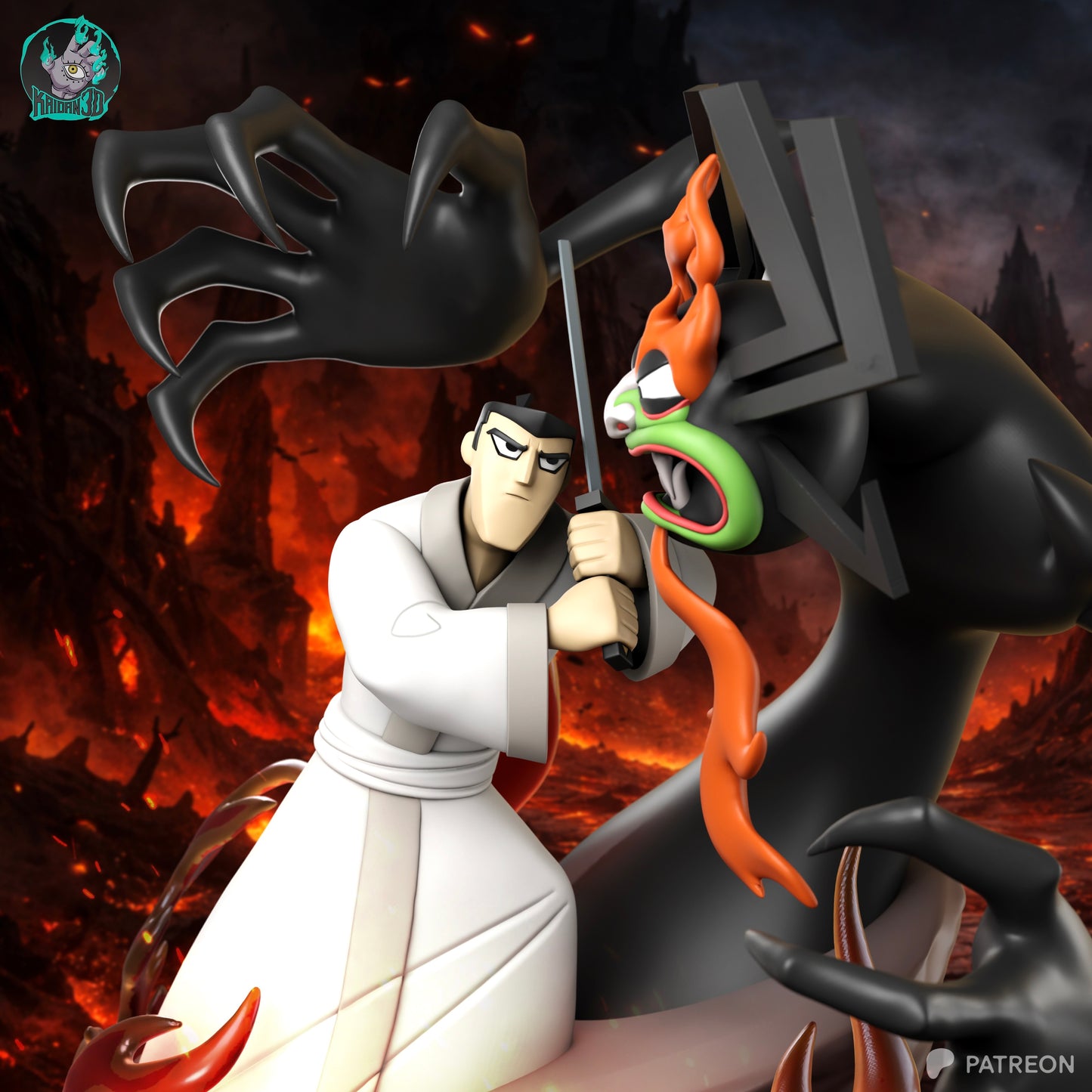 Jack x Aku - Unassembled and Unpainted Garage Kit - Model Designed by Kaidan3D