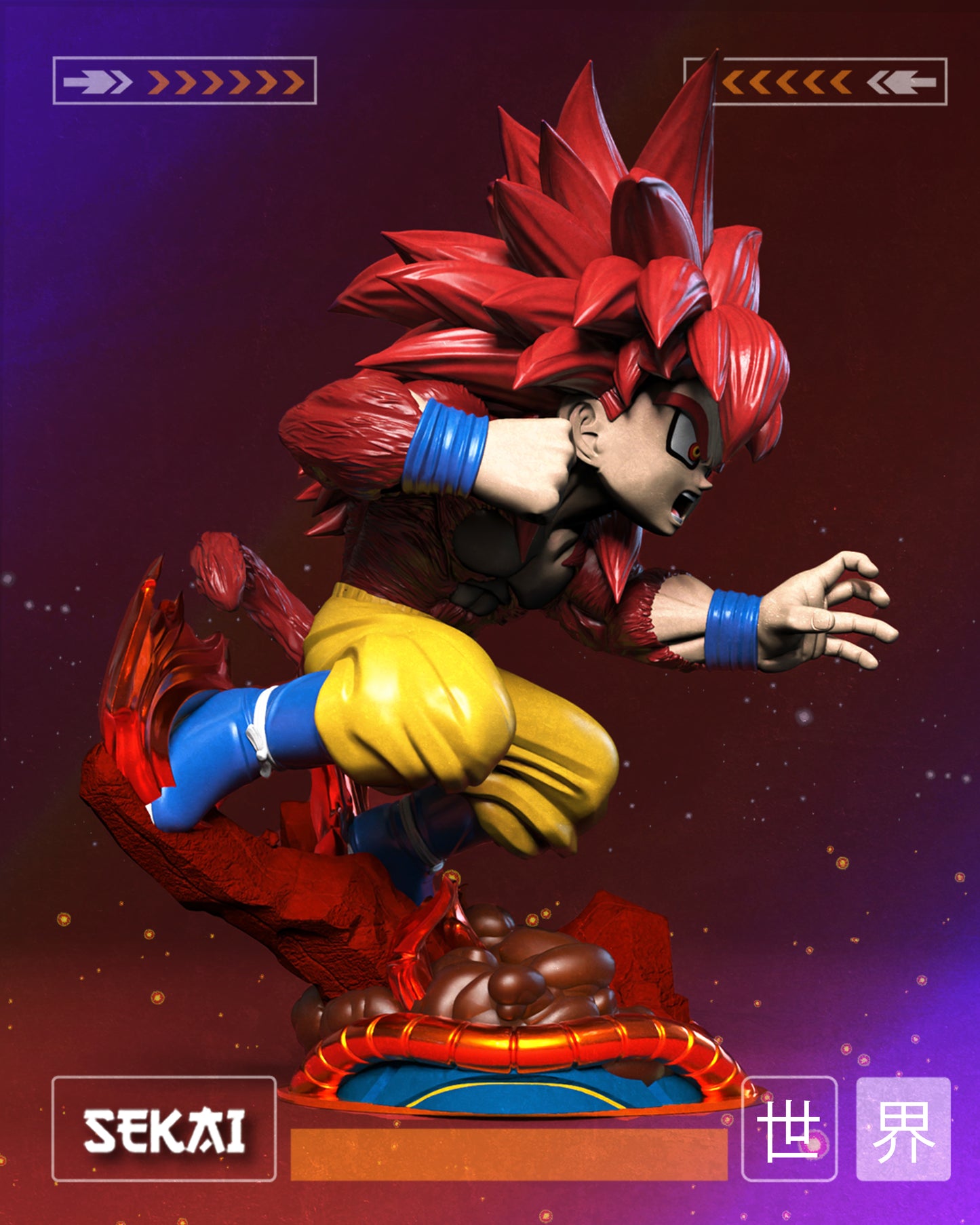 SSJ4 Goku (DB Daima) - Unassembled and Unpainted Garage Kit - Model Designed by Sekai3D