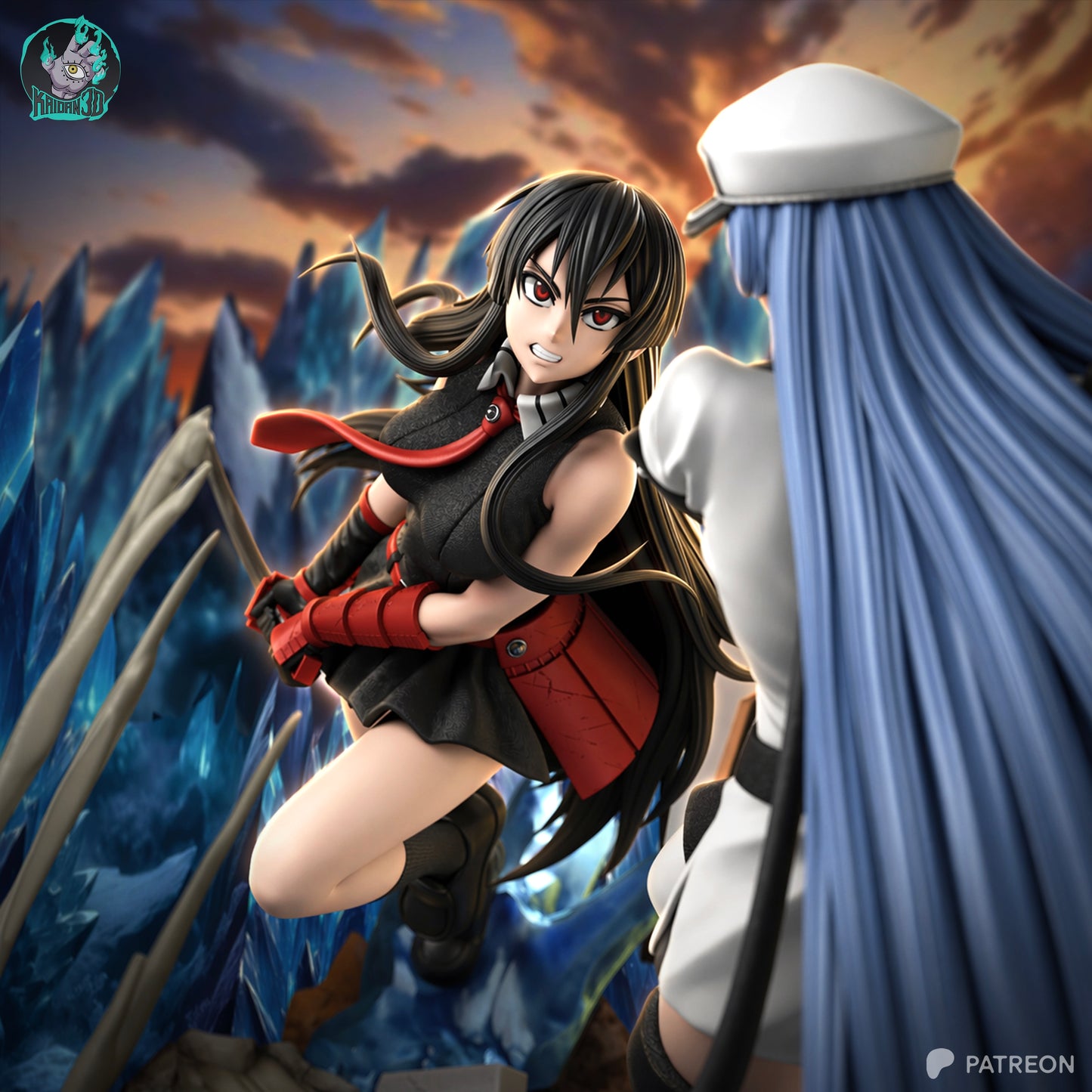 Akame x Asdeath - Unassembled and Unpainted Garage Kit - Model Designed by Kaidan3D