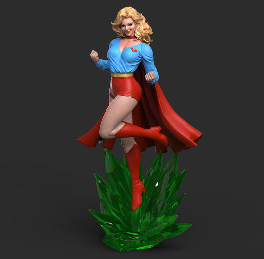 Retro Super Girl - Unassembled and Unpainted Garage Kit - Model Designed by Abe3d and Mars