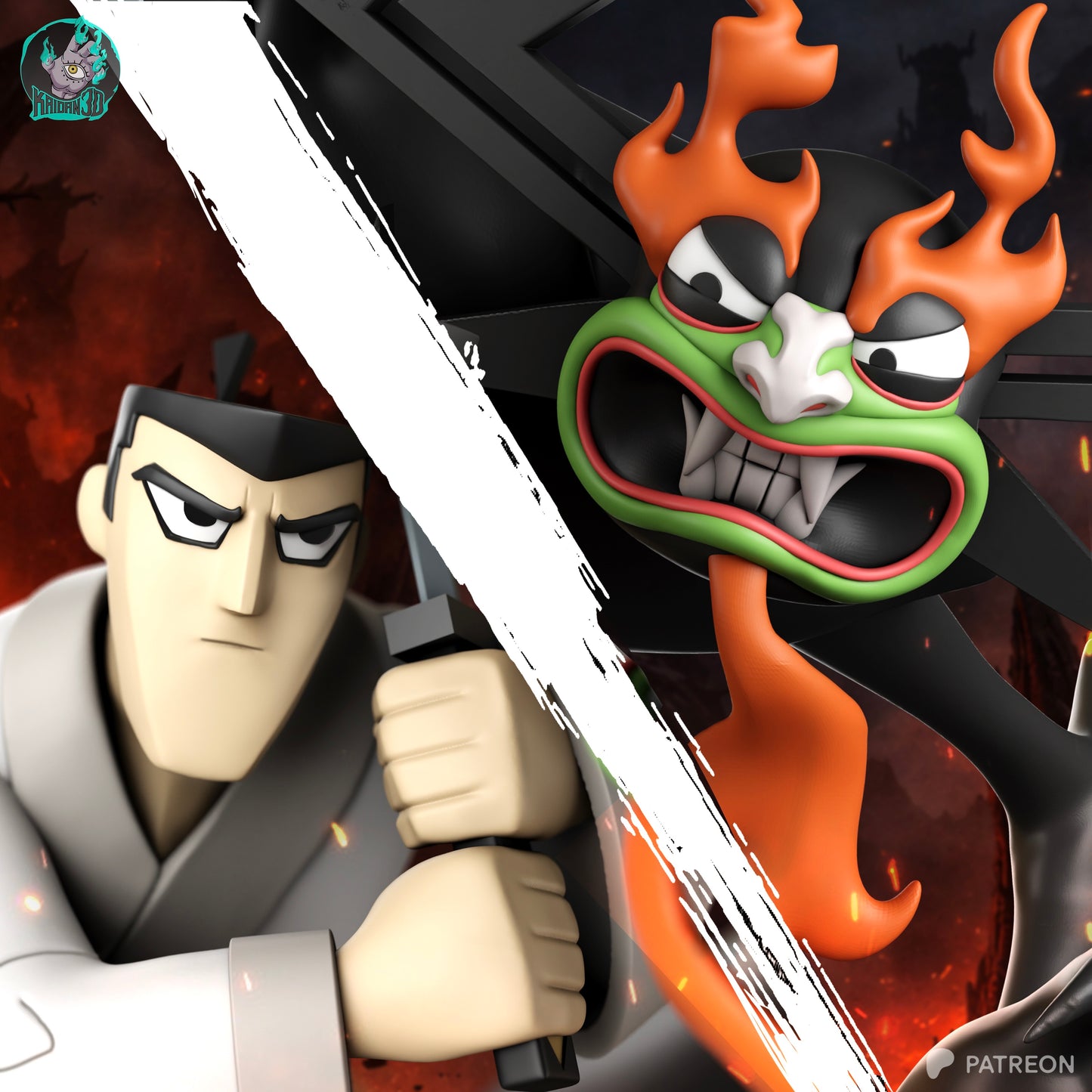 Jack x Aku - Unassembled and Unpainted Garage Kit - Model Designed by Kaidan3D