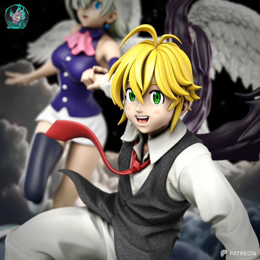 Meliodas/Elizabeth - Unassembled and Unpainted Garage Kit - Model Designed by Kaidan3D
