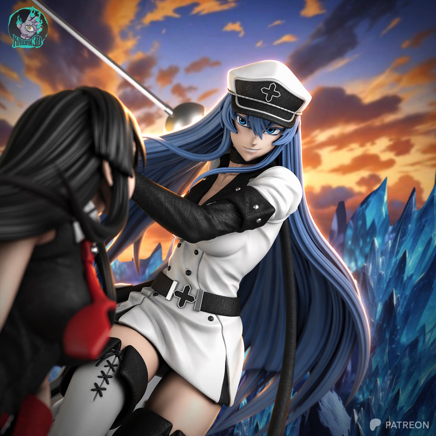 Akame x Asdeath - Unassembled and Unpainted Garage Kit - Model Designed by Kaidan3D