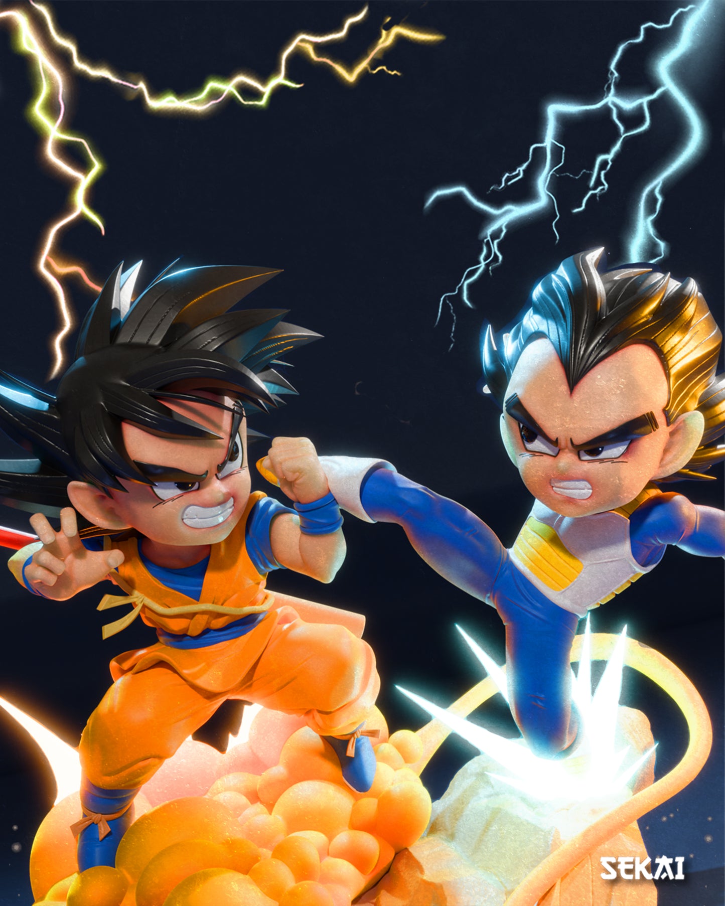 Goku vs Vegeta (DB Daima) - Unassembled and Unpainted Garage Kit - Model Desgined by Sekai3D