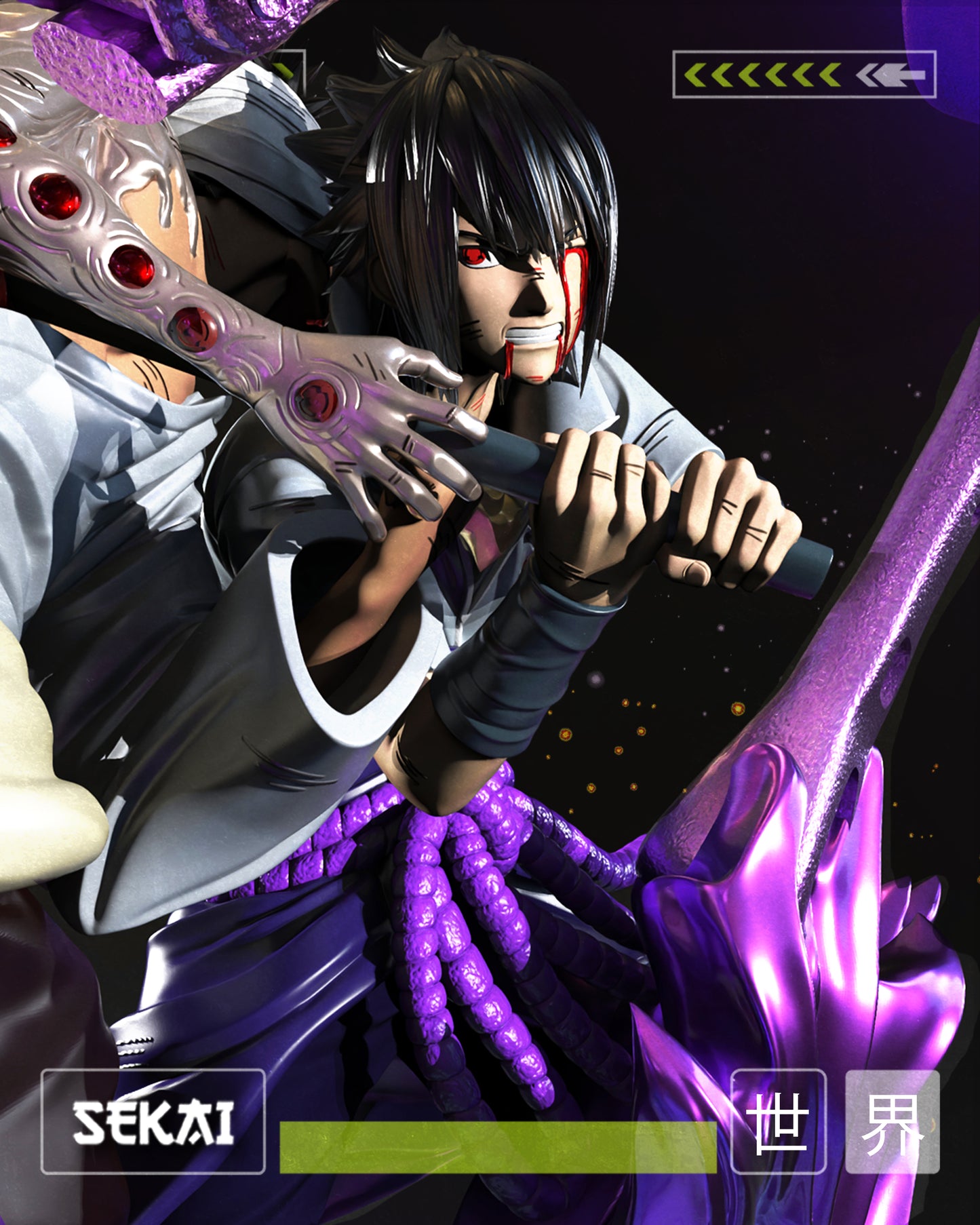 Sasuke vs Danzo - Unassembled and Unpainted Garage Kit - Model Designed from Sekai3D