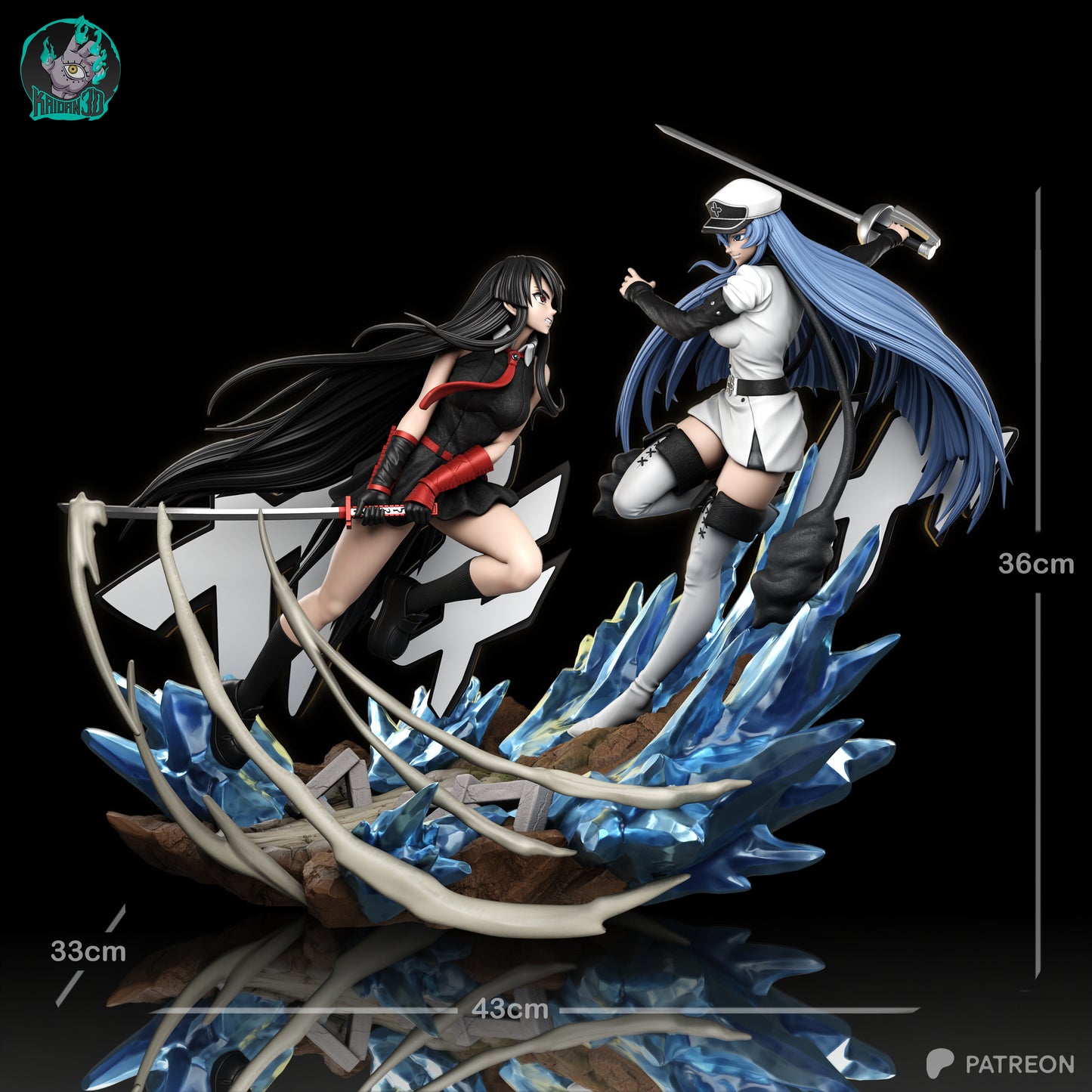 Akame x Asdeath - Unassembled and Unpainted Garage Kit - Model Designed by Kaidan3D